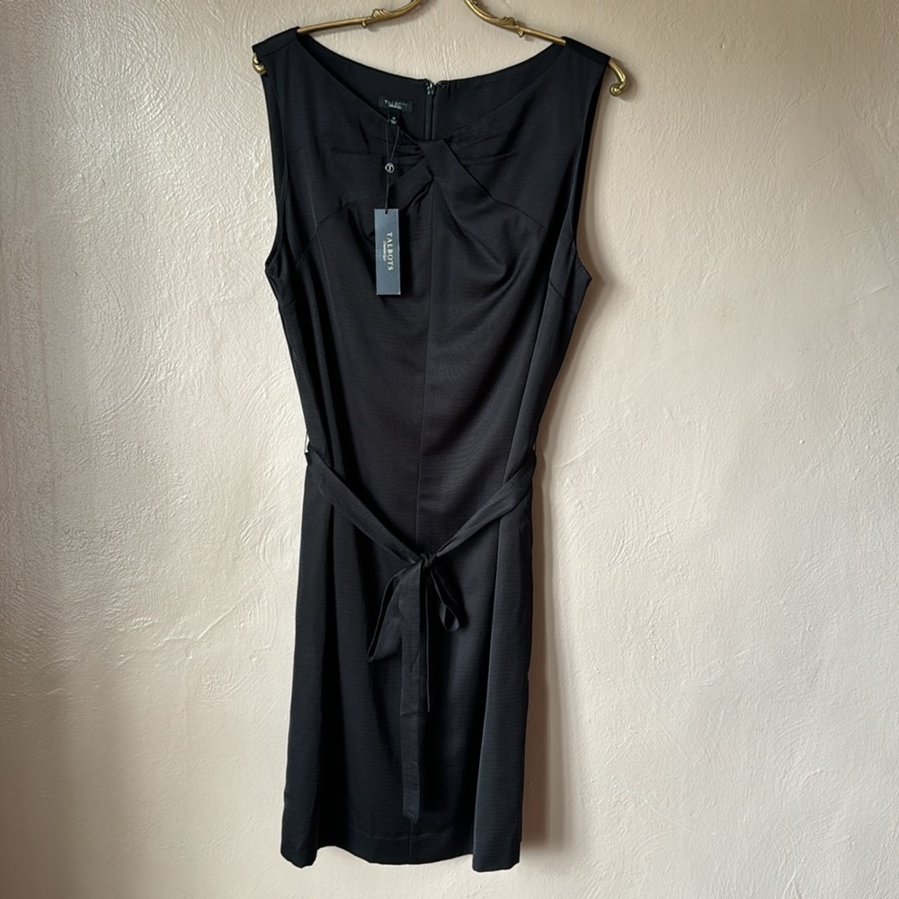 Talbots High Neckline Sleeveless Tie Waist Dress Size 18